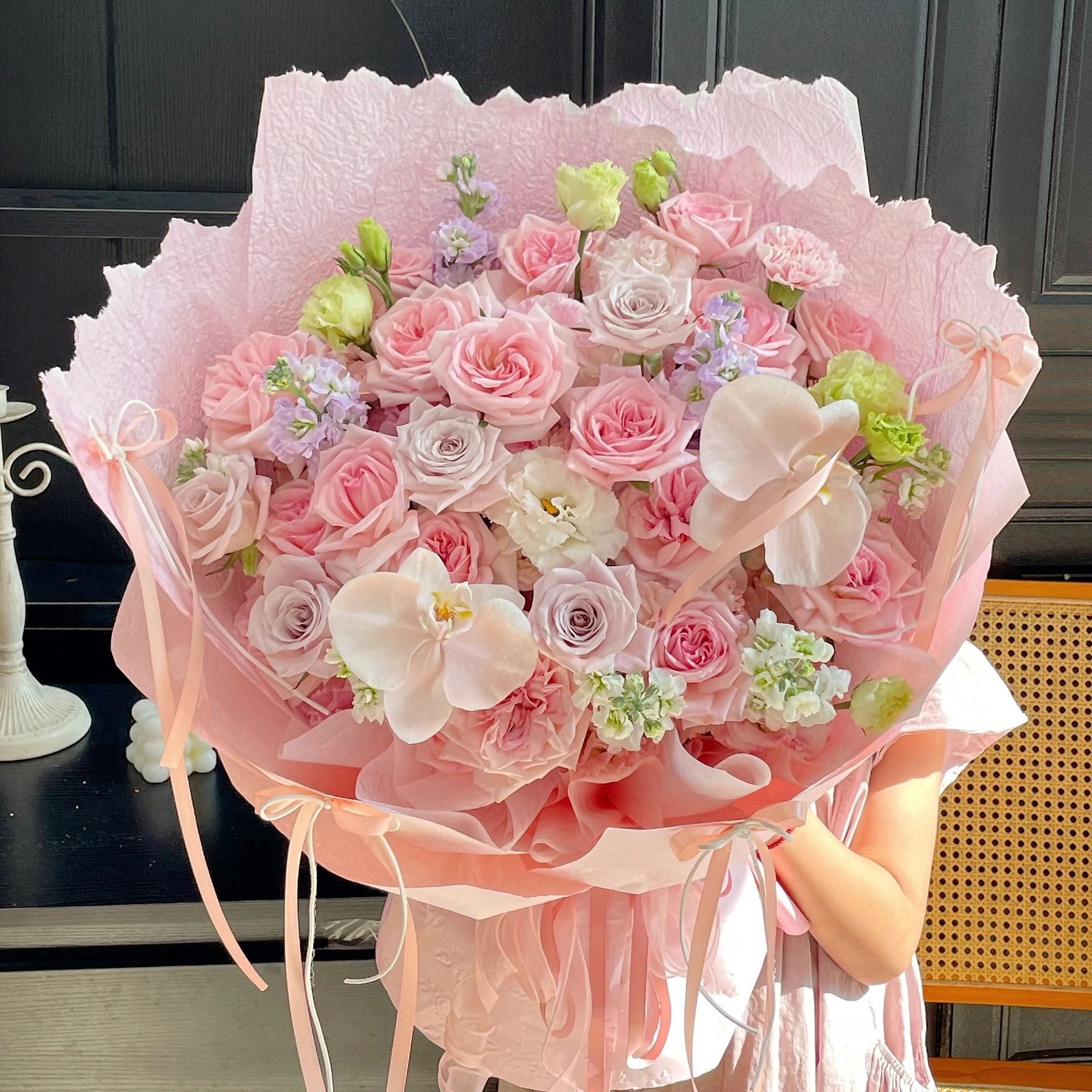 【爱你的样子】19朵粉荔枝曼塔蝴蝶兰混搭花束生日鲜花送女友礼物情人节礼物情人节花束礼物