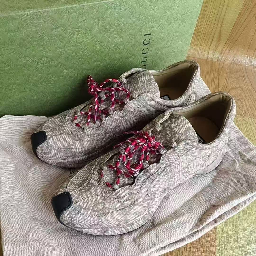 99新 GUCCI/古驰 葡萄籽奢潮/满印双G系带运动鞋/43码