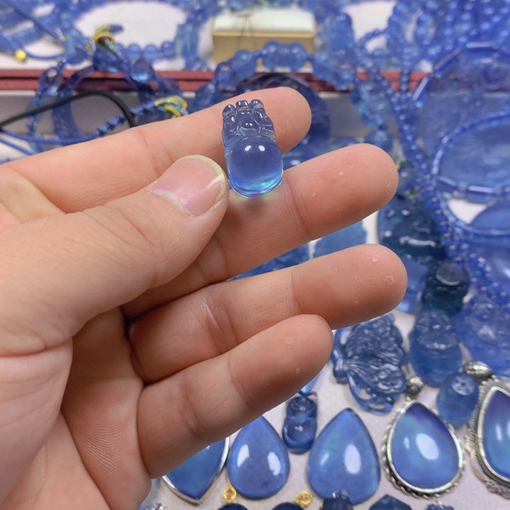 海蓝宝石颈饰银S925镶嵌我****u