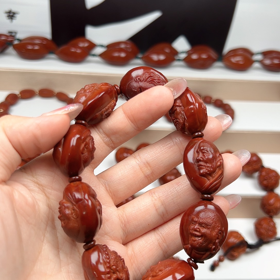 专***钢手串橄榄核十八罗汉