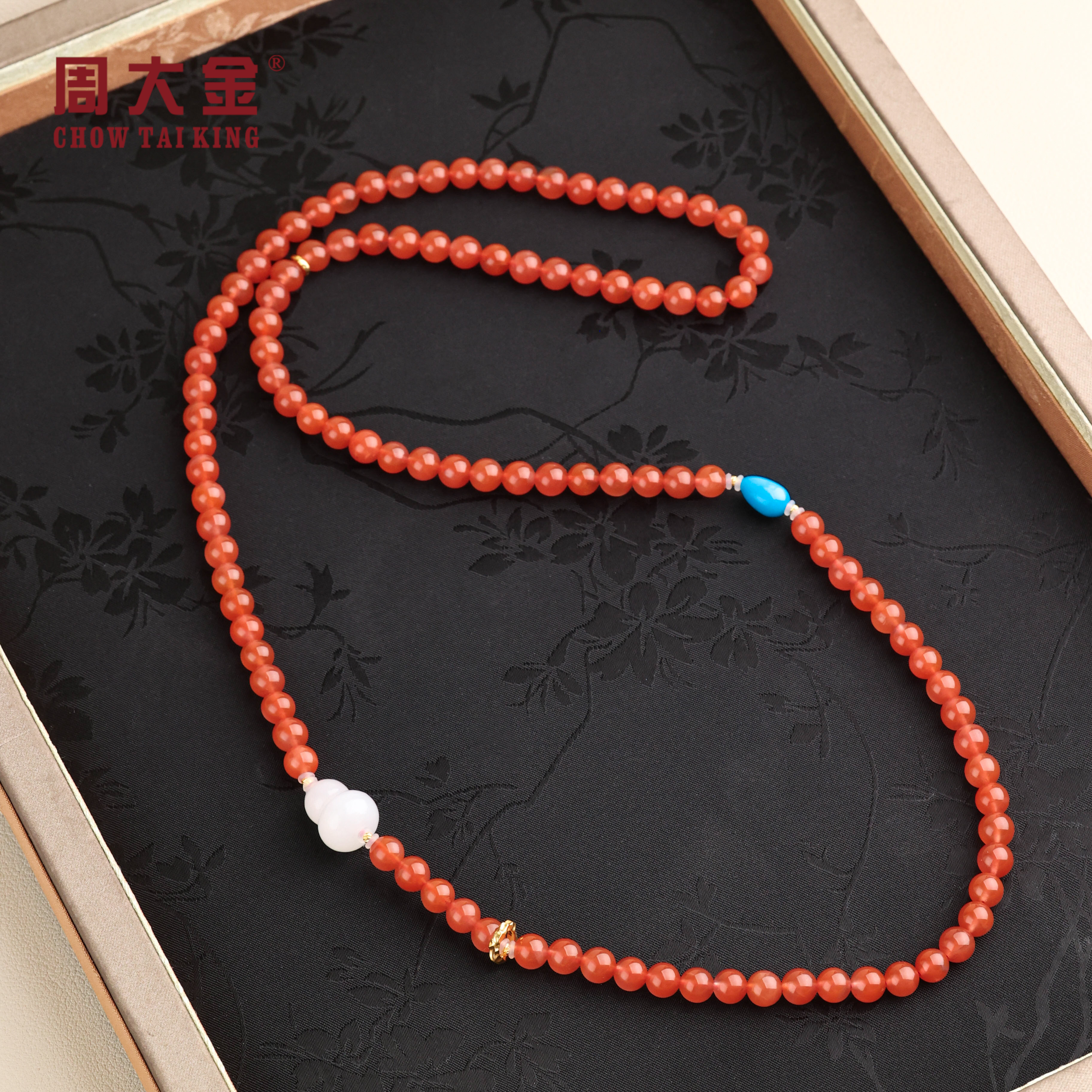 【周大金玉石】18k金南红项链-X3863-鹤