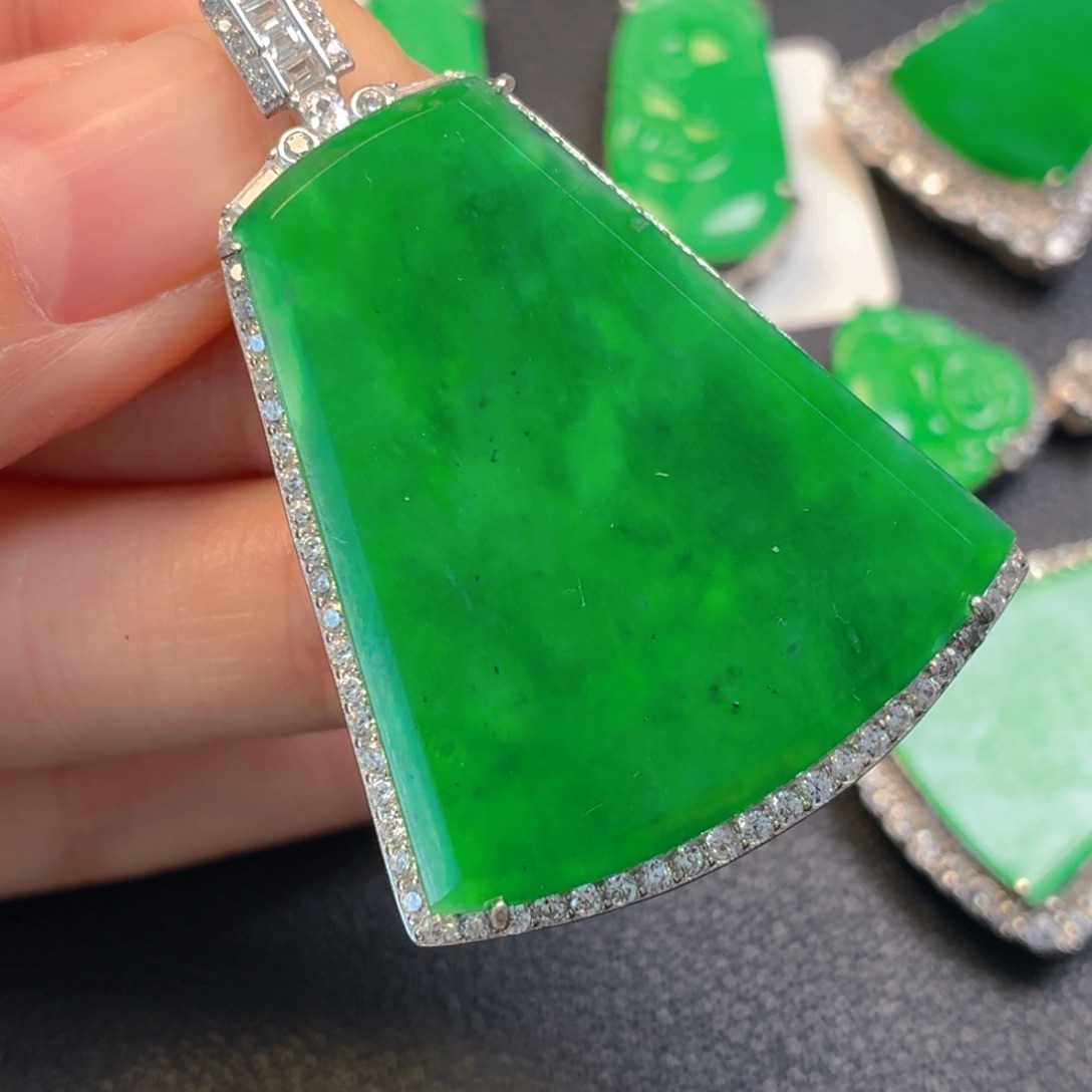 翡翠银S925镶嵌吊坠(不含链)