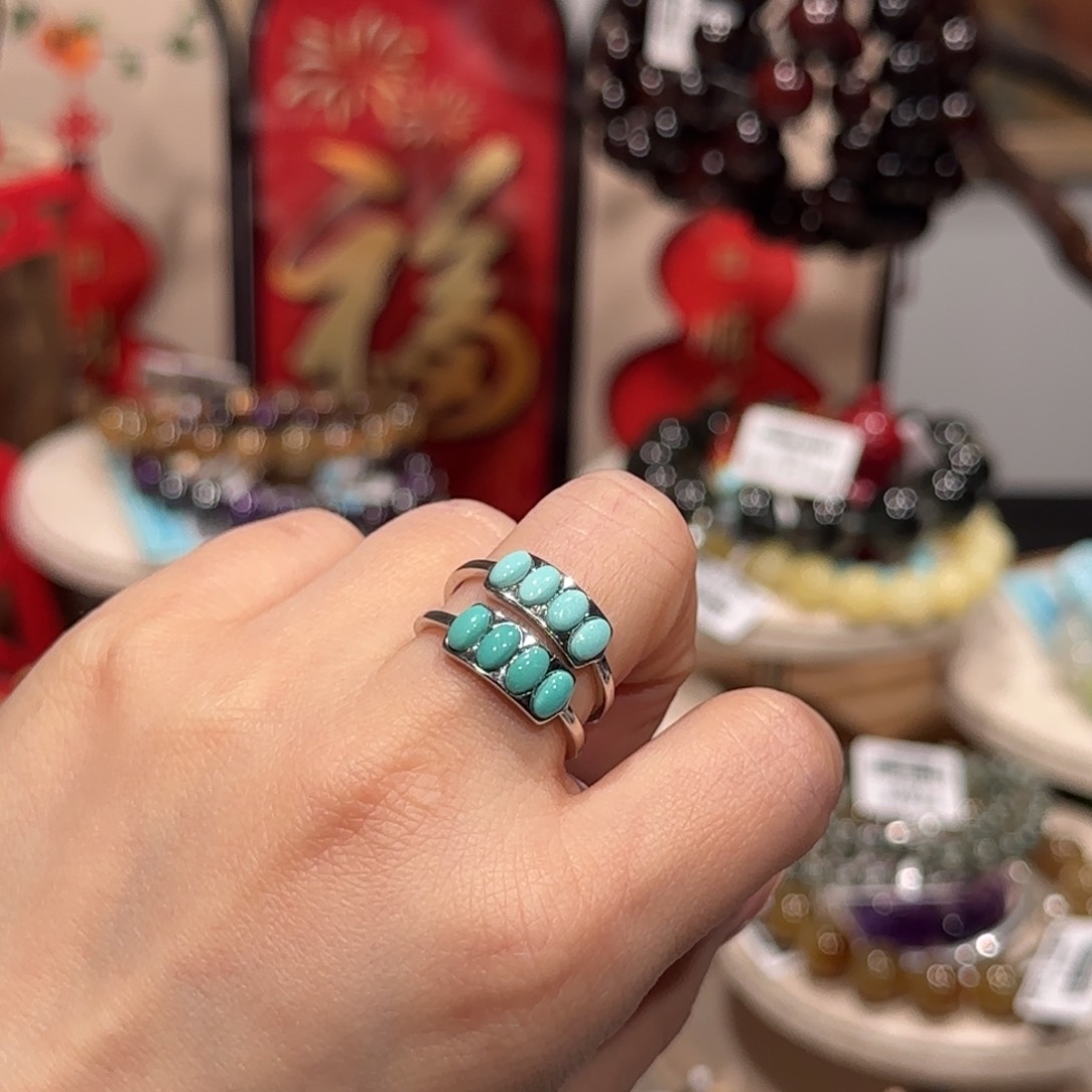 绿松石戒指银S925镶嵌戒指(多样性发其一）