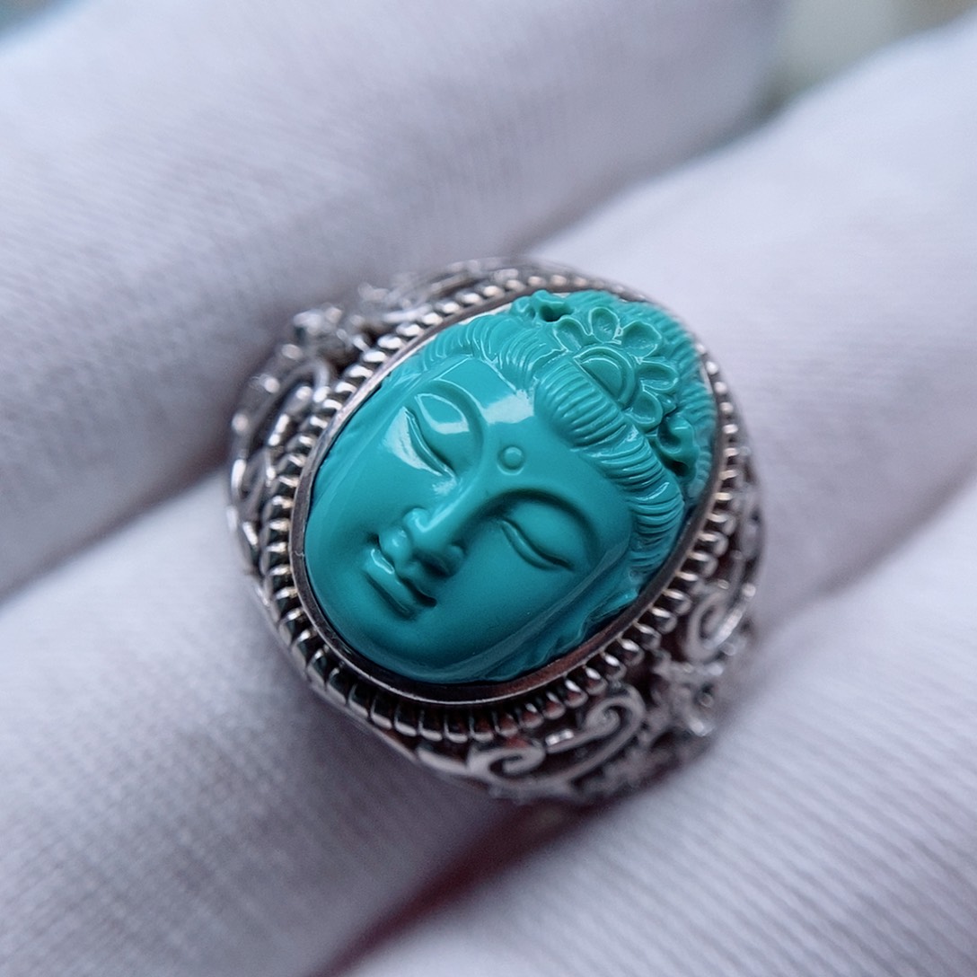 绿松石戒指银S925镶嵌