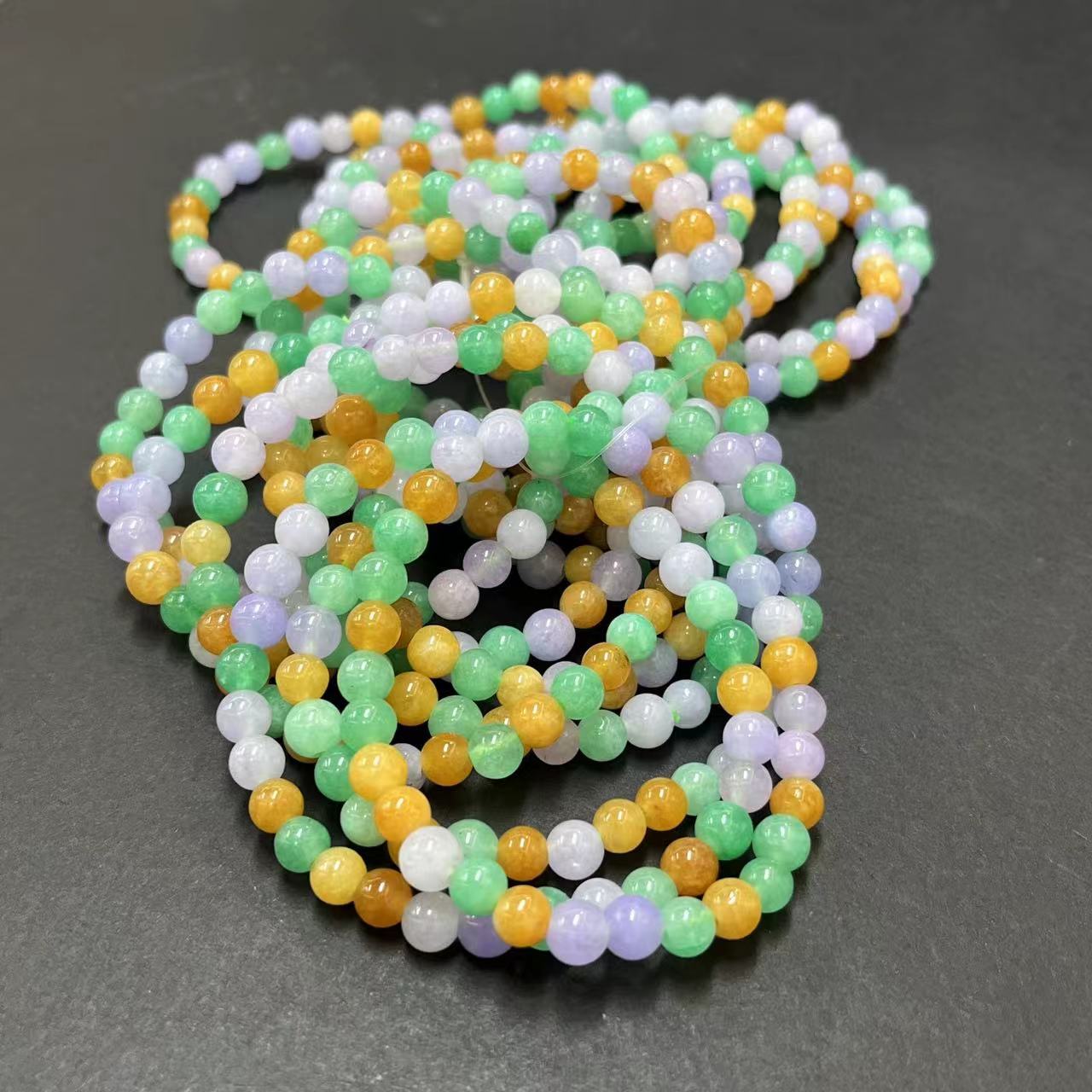 翡翠三彩手串6mm*（多样性单个发货）a14