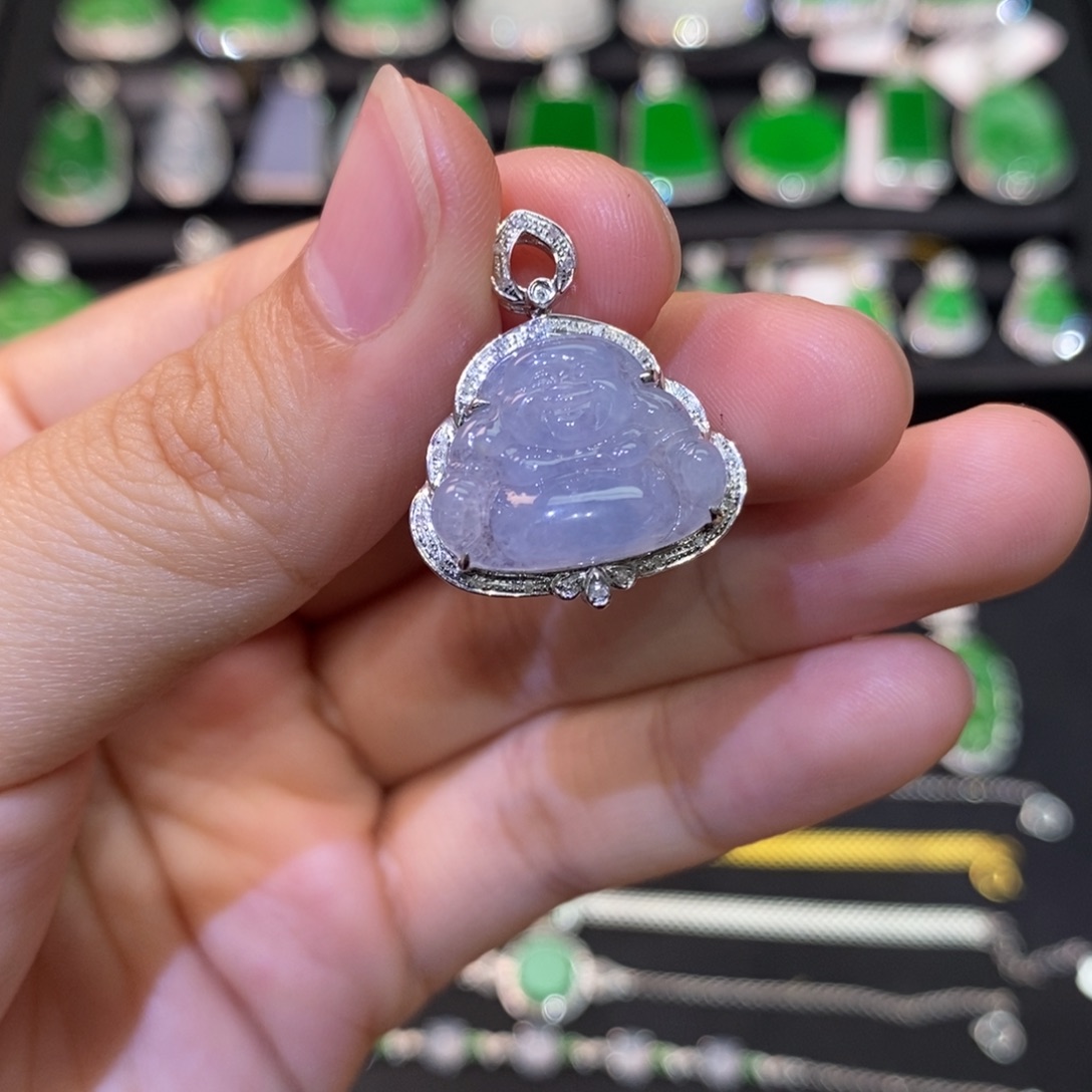 翡翠18K金镶嵌吊坠(不含链)