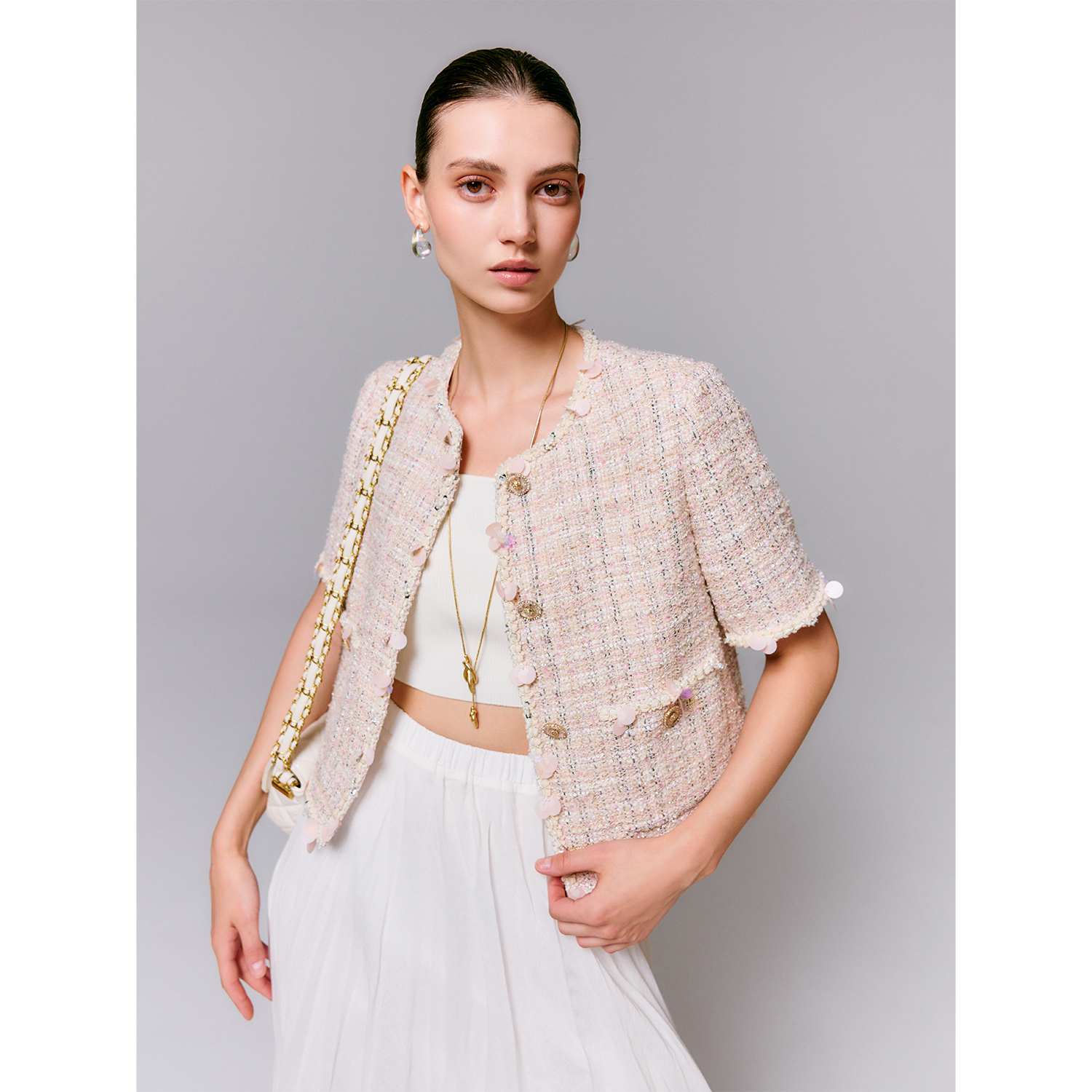 玖着'米兰达'限量欧洲高定ACT3/CH御用手工珠边真丝内里香风外套