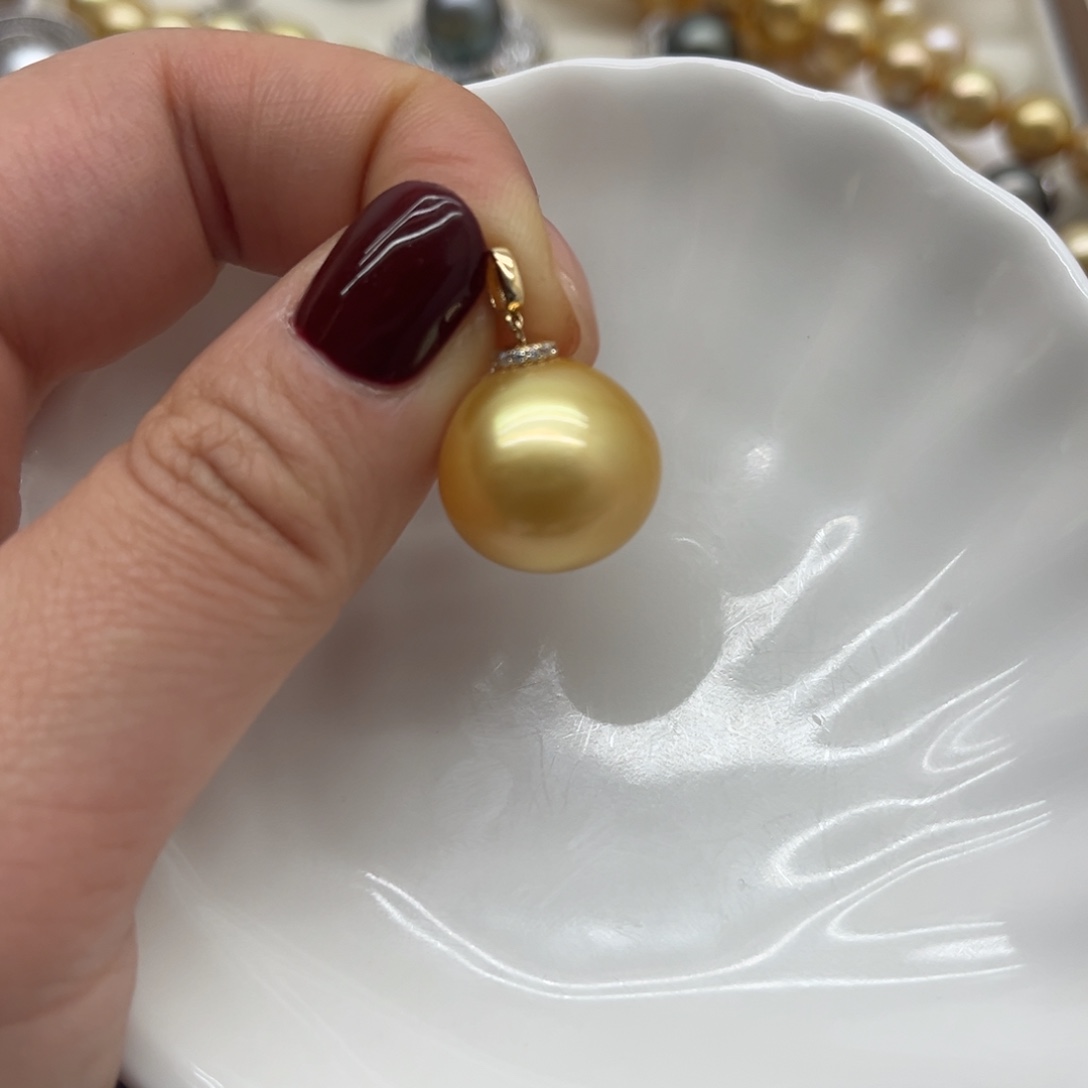 海水珍珠吊坠(不含链)18K金镶嵌