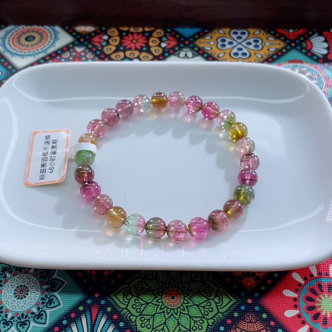 碧玺手链未镶嵌小价位高品质西瓜