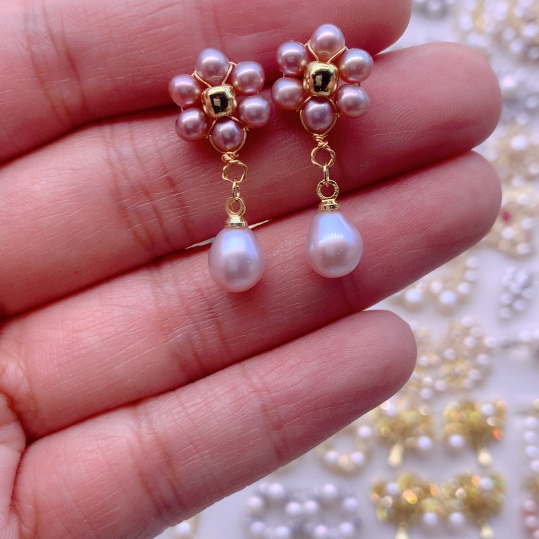 淡水珍珠耳饰合金