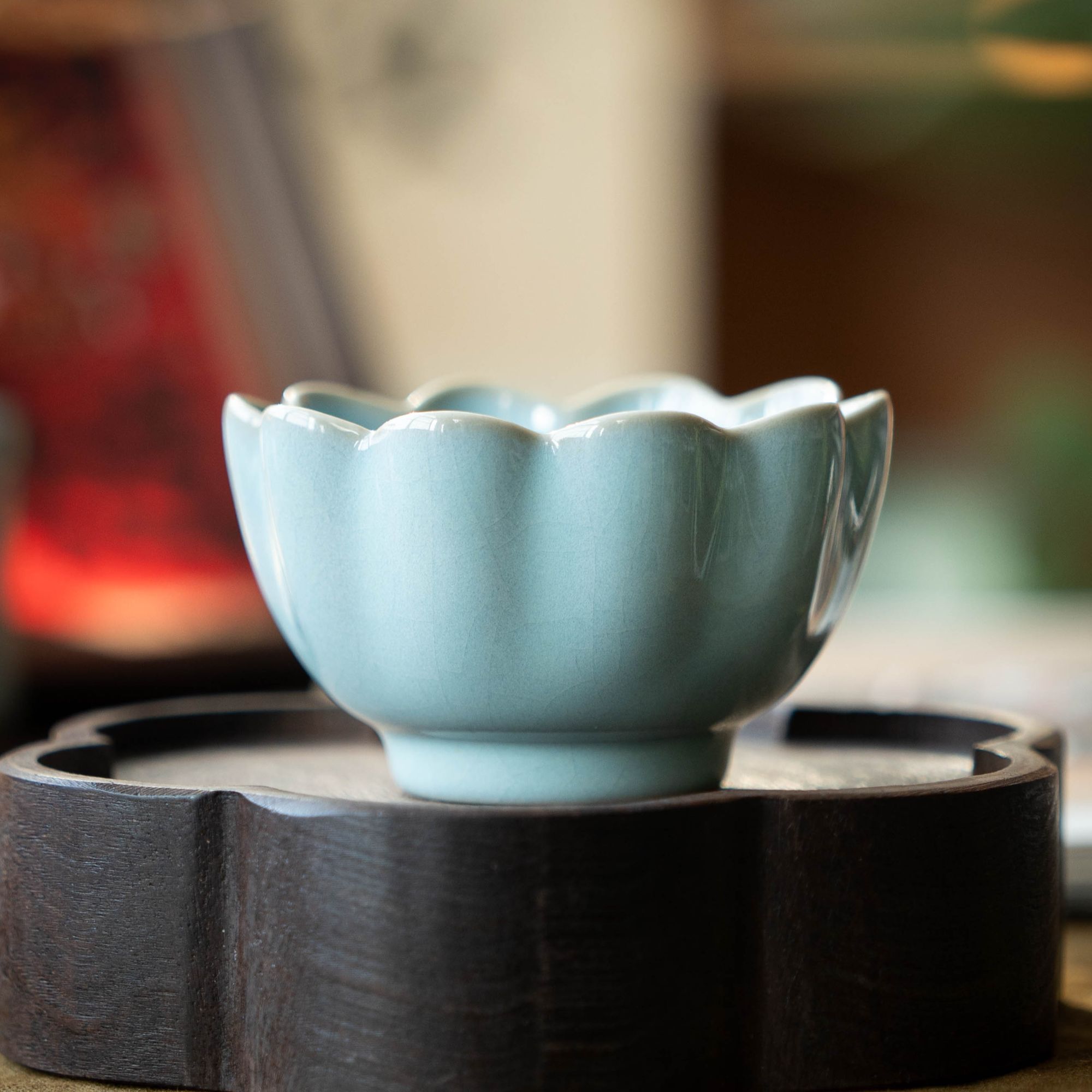 简匠 原矿汝窑天青莲花杯100ml