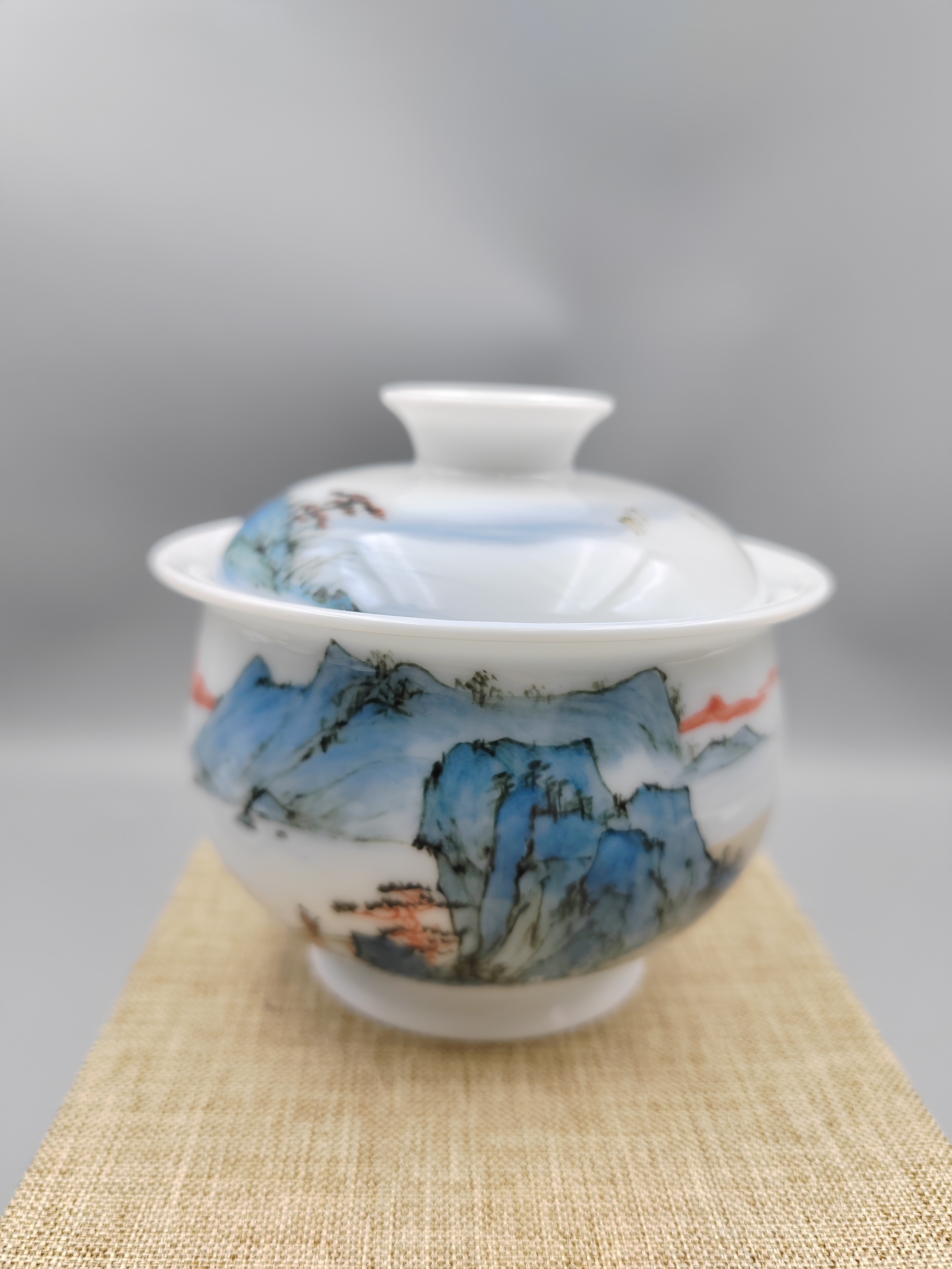 醴陵釉下五彩瓷 手工手绘 二才盖碗