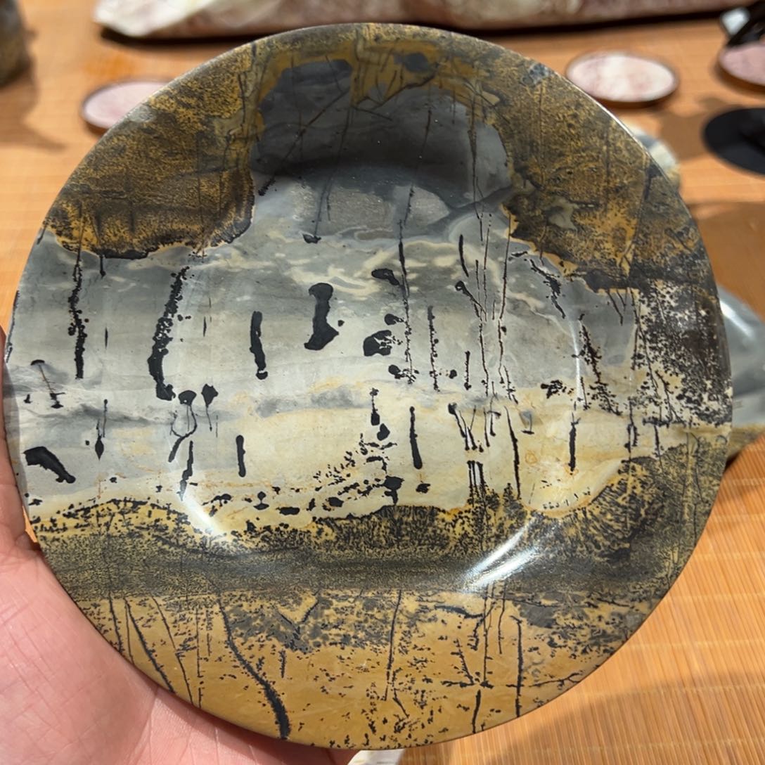 蜗*天然国画石茶具套装
