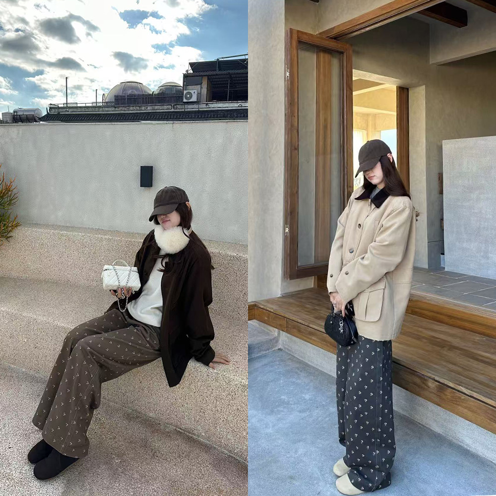 LA 复古碎花 阔腿牛仔裤 25597