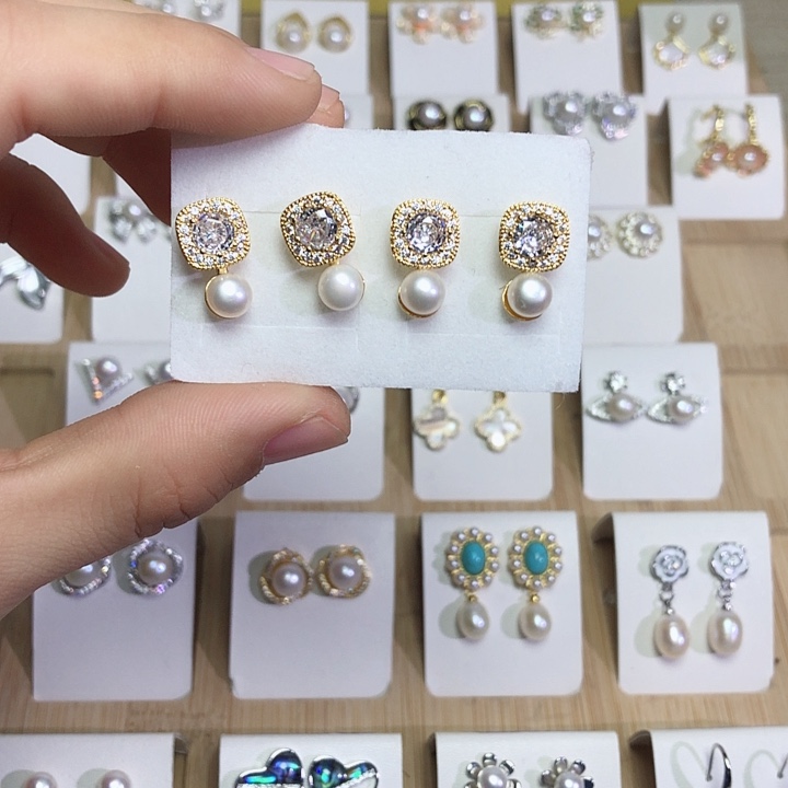 淡水珍珠耳饰银S925镶嵌