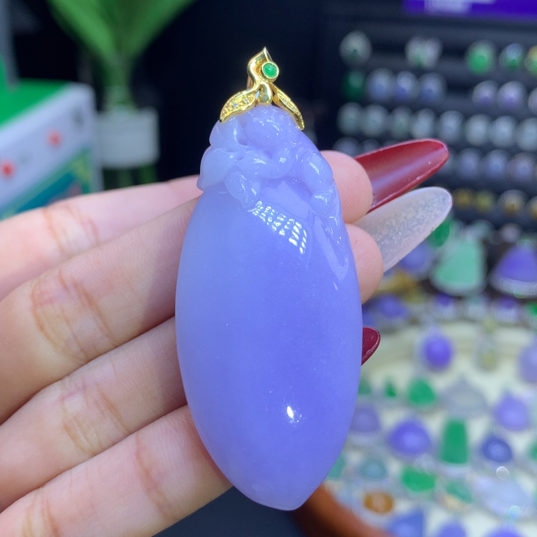 翡翠颈饰18K金镶嵌天然