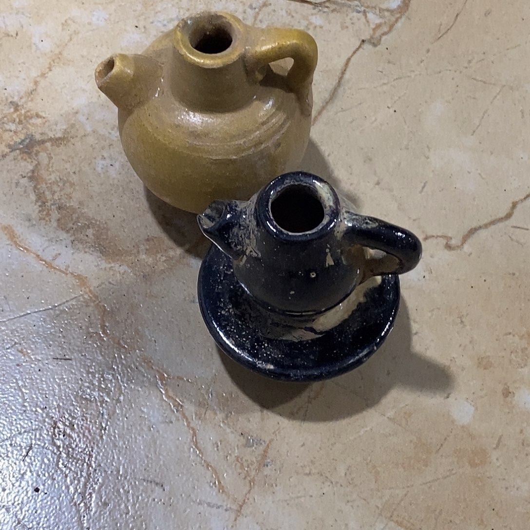 磁州窑的俩小油灯小