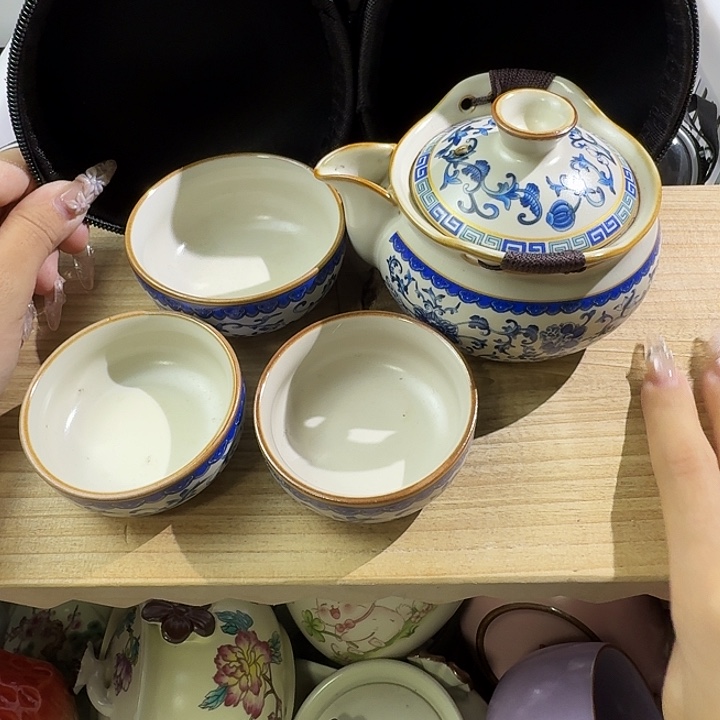 繁花宝瓶全套旅行茶具