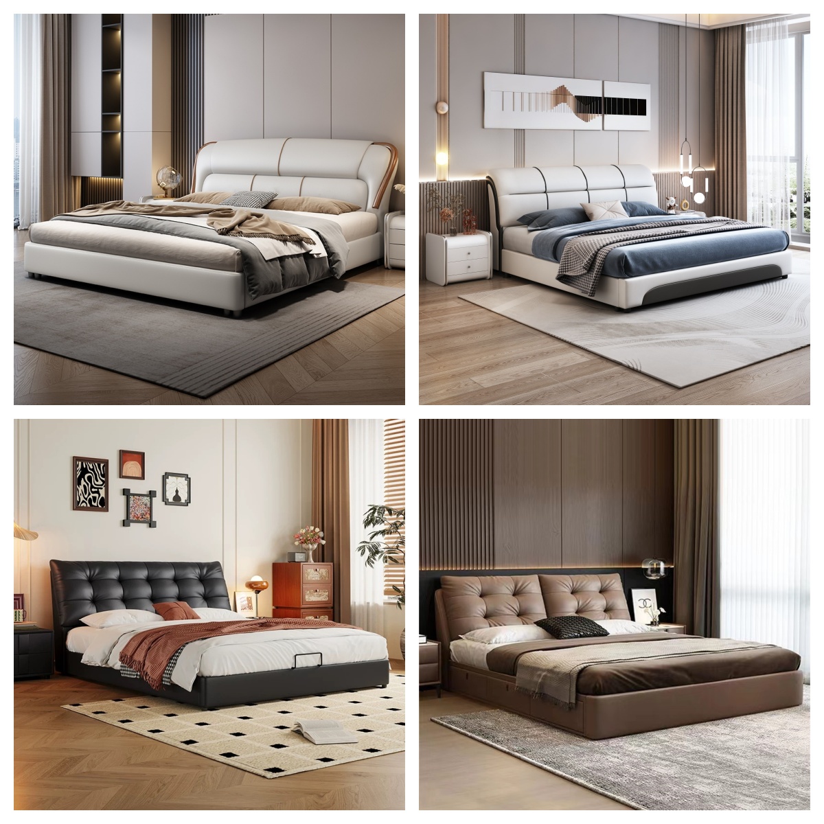 【改价专拍】双人床现代简约轻奢皮床软包大床主卧儿童