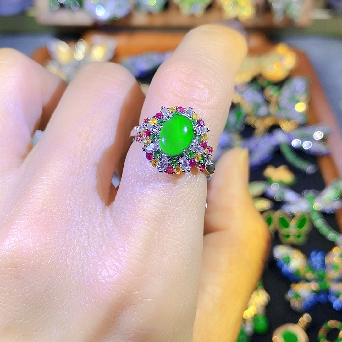 吊坠(不含链)银S925镶嵌翡翠