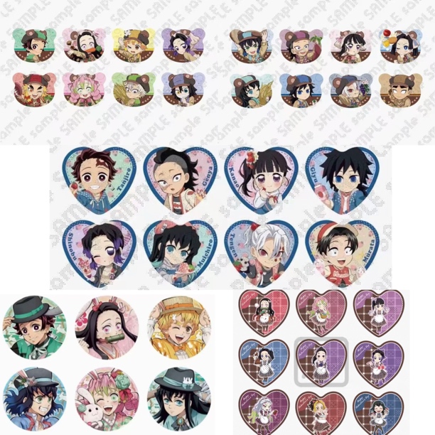 【拆盒】沪版鬼灭之刃熊耳丰收节草莓节兔年吧唧情人节杯垫徽章盲盒