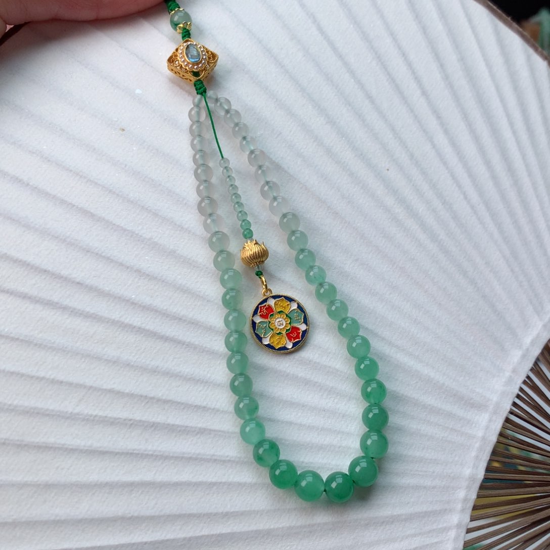 石英质玉冰飘花精品手机链未镶嵌