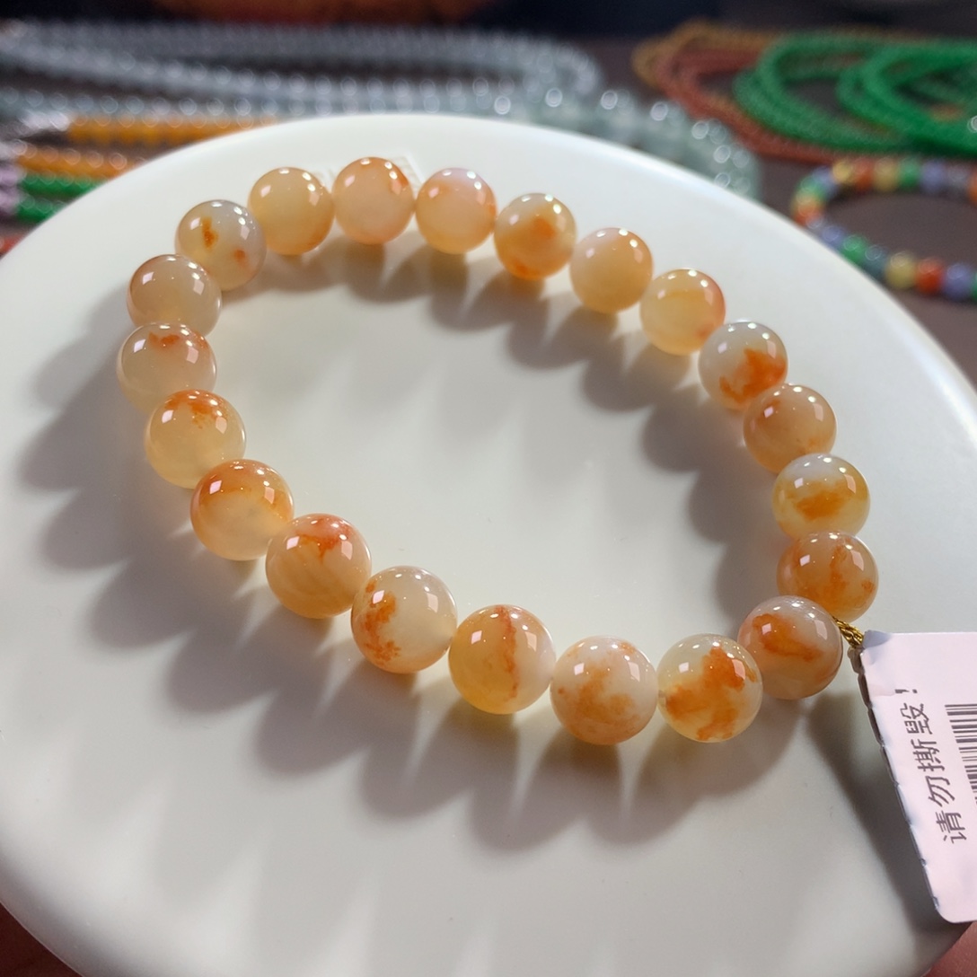 翡翠未镶嵌手链特色天然锦鲤色冰胶牛奶底洒金单圈