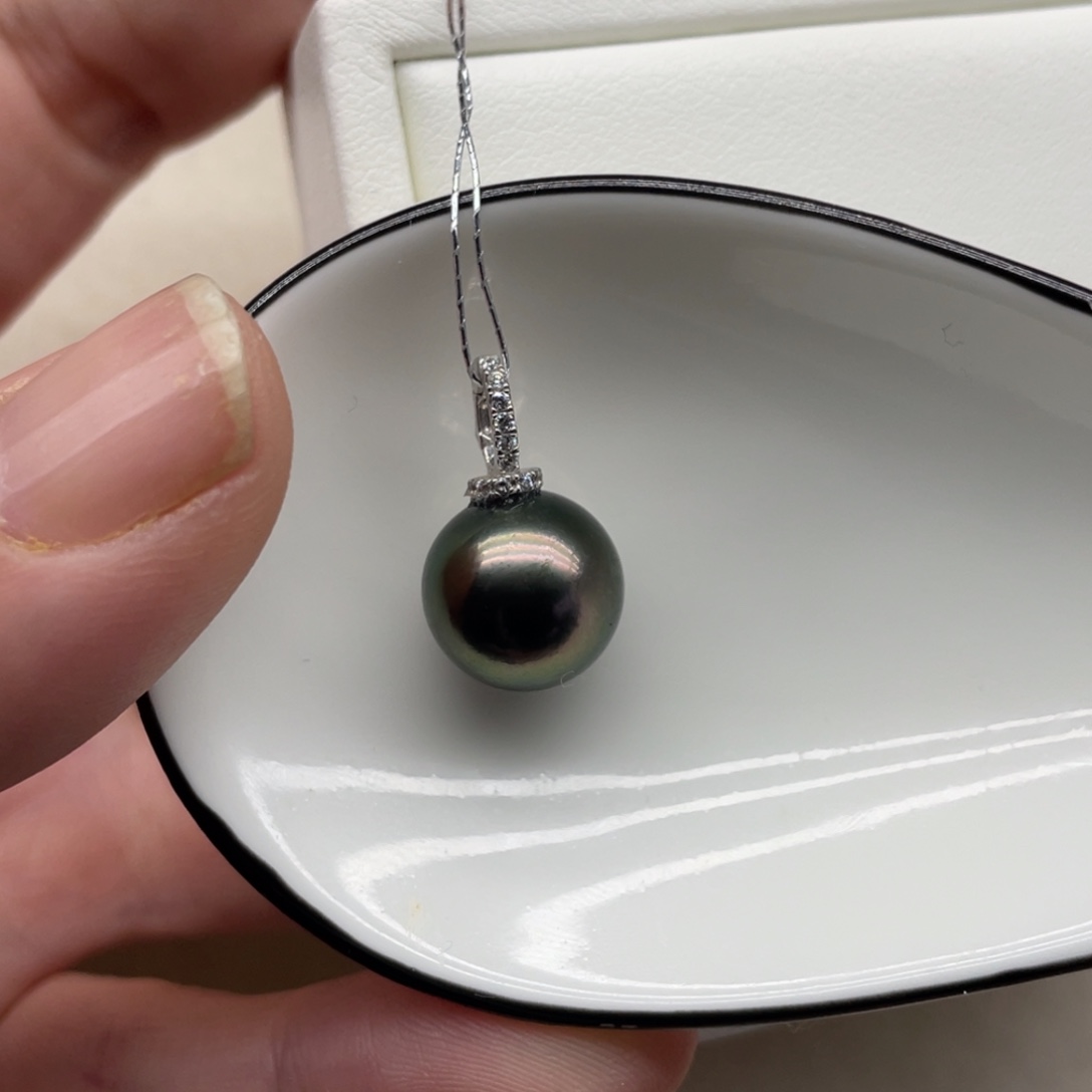 海水珍珠吊坠(不含链)18K金镶嵌10-11mm