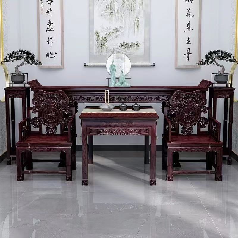 中堂六件套十二件套条案全实木家具客厅组合