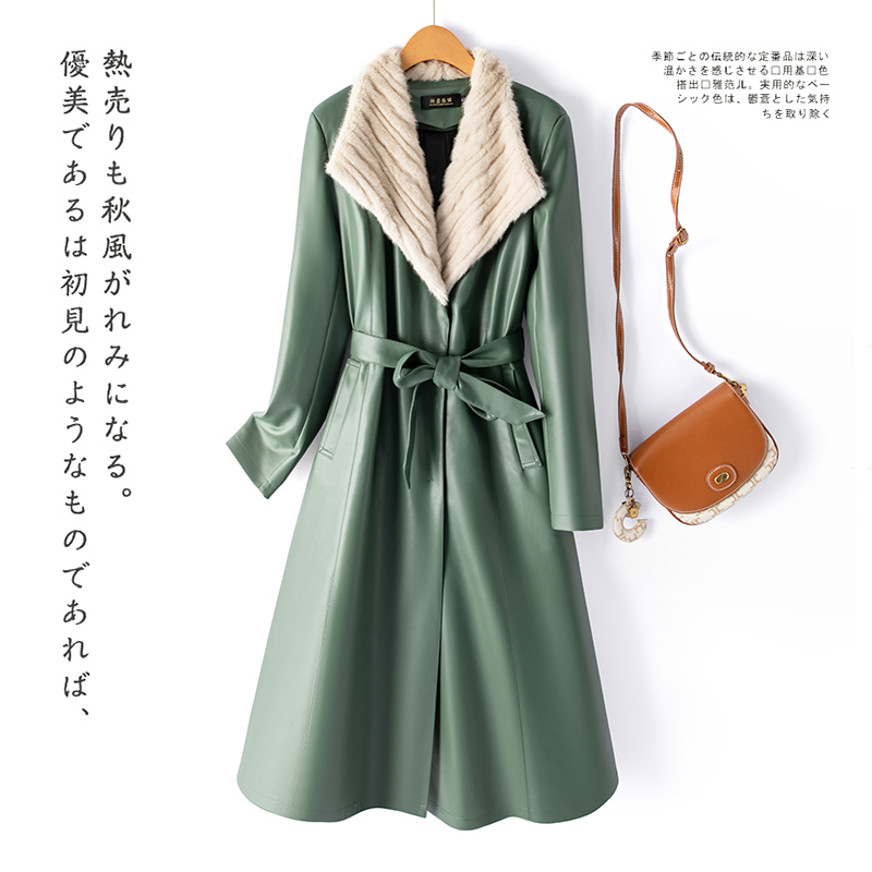 海宁真皮皮衣长款羽绒服外套水貂毛皮衣修身中长款女士显瘦气质