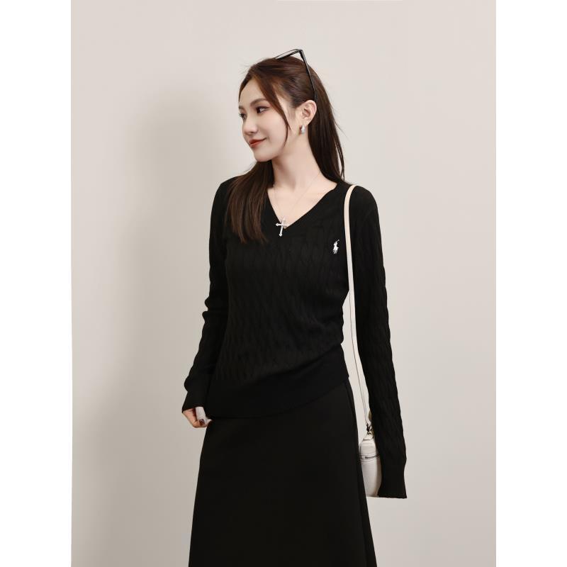 玖黛衣【麻花衣】早秋纯色小刺绣宽松百搭麻花毛衣XSP43138