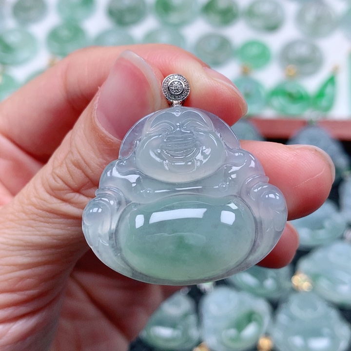 翡翠吊坠(不含链)18K金镶嵌