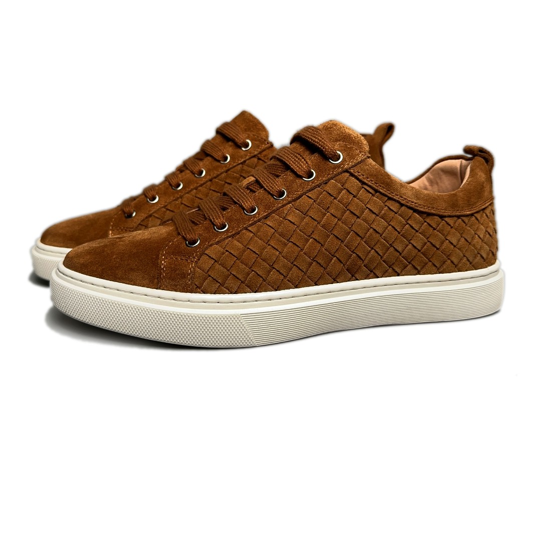 BIEUBRAYR/手工编织轻奢全牛皮系带运动板鞋