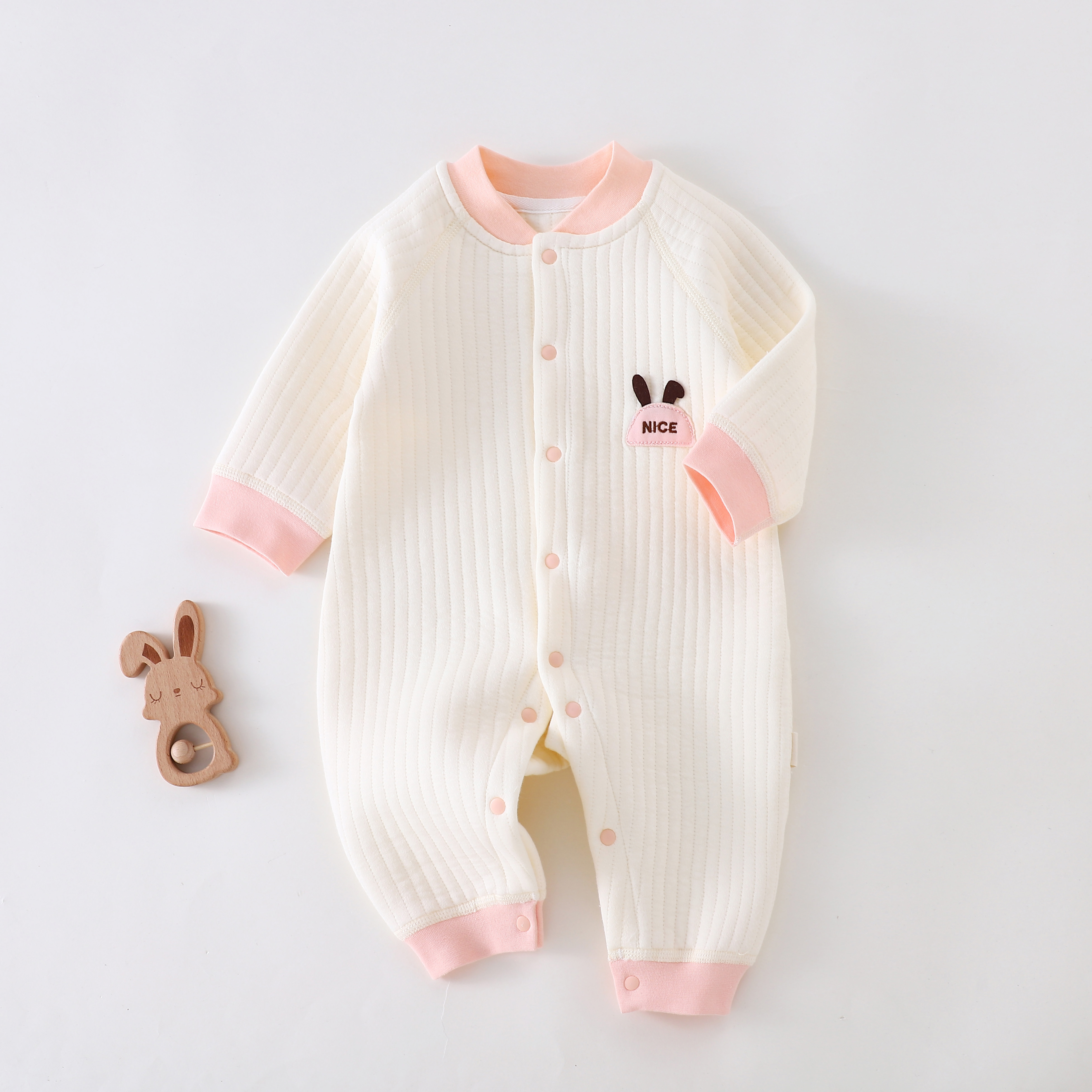 秋冬限定新款宝宝三层保暖衣哈衣婴幼儿开衫春秋长袖婴儿幼儿儿童