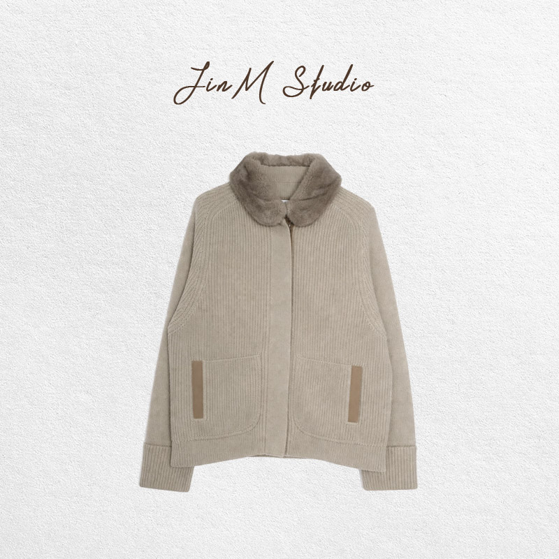Jinmstudio丨【水貂羊绒2.0】水貂毛领羊绒毛衣外套602501A6978