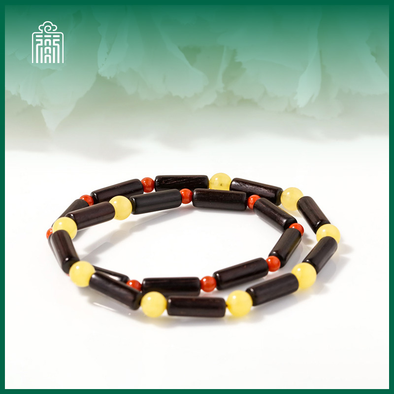 恭王府 莺羽 5mmx14mm小叶紫檀竹节珠双圈手串