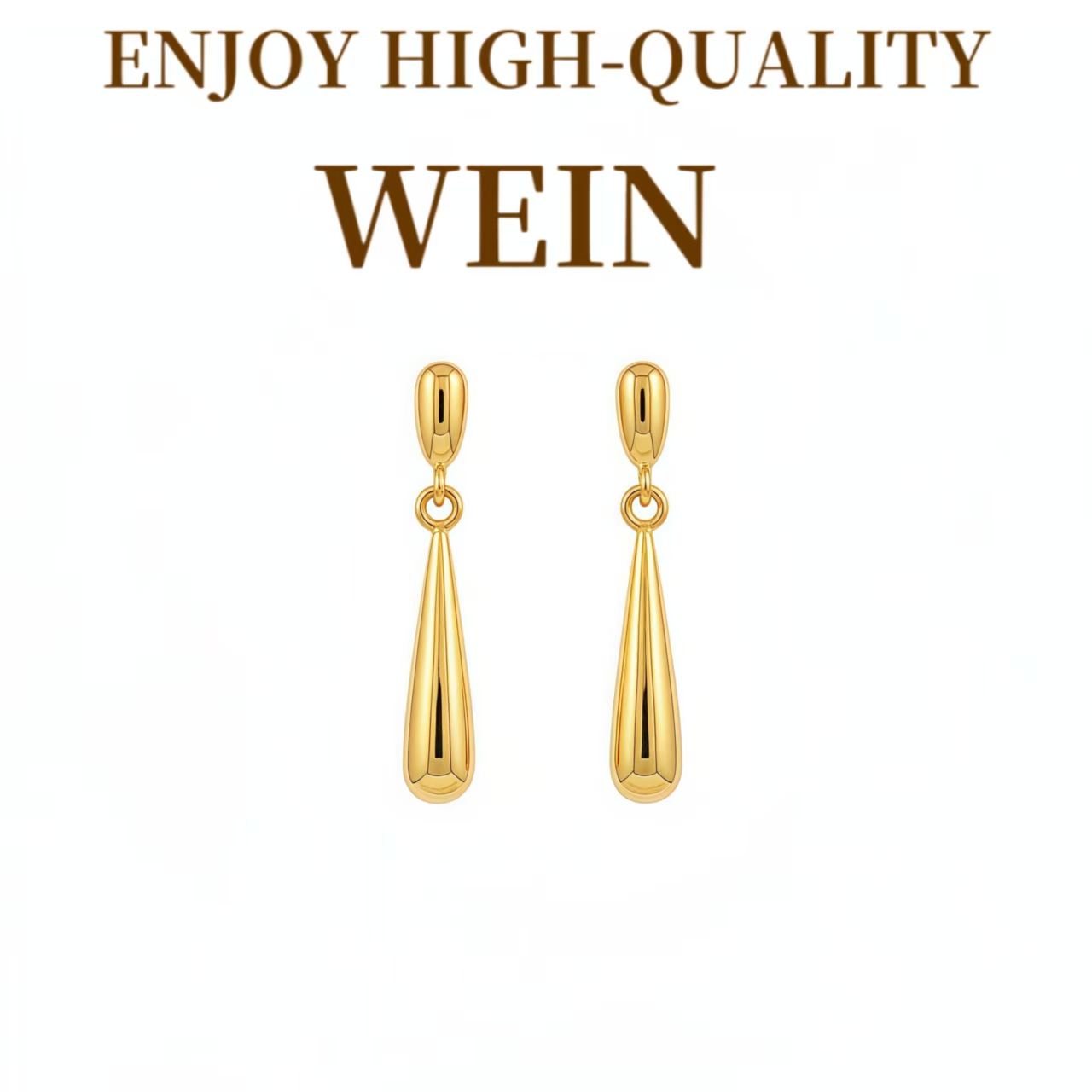 WEIN 铜合金耳饰 金色水滴耳钉日常轻奢氛围感通勤党必备显脸小女