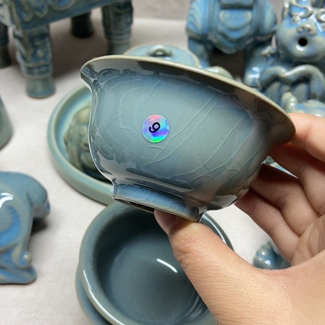 压手杯原矿天蓝釉