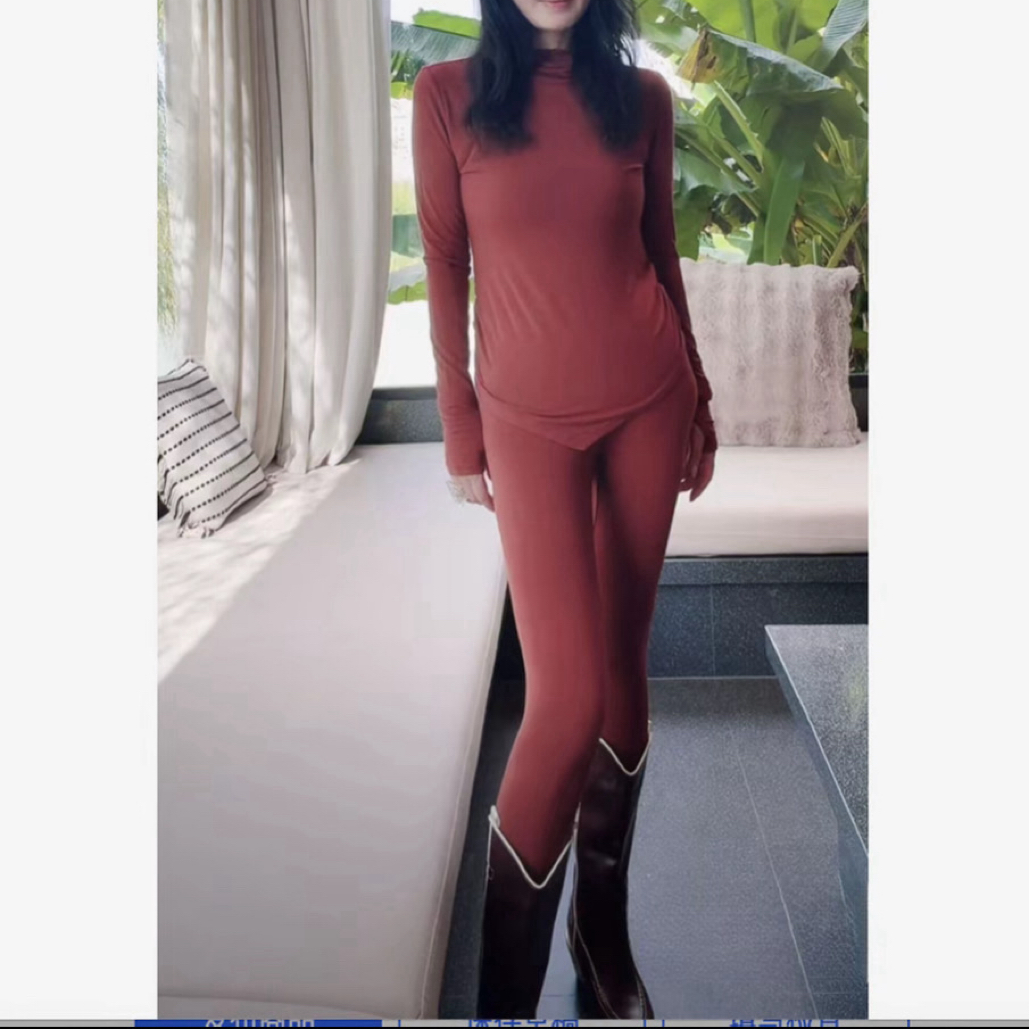 【WQ】它它连帽肌底打底外穿套装(上衣+肌底裤）