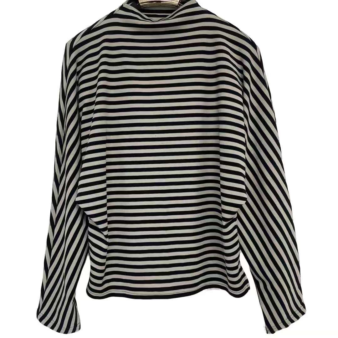 恬小霓（玲玲姐精选）3269/黑米白条纹/蝙蝠袖/打底衫/时尚/休闲