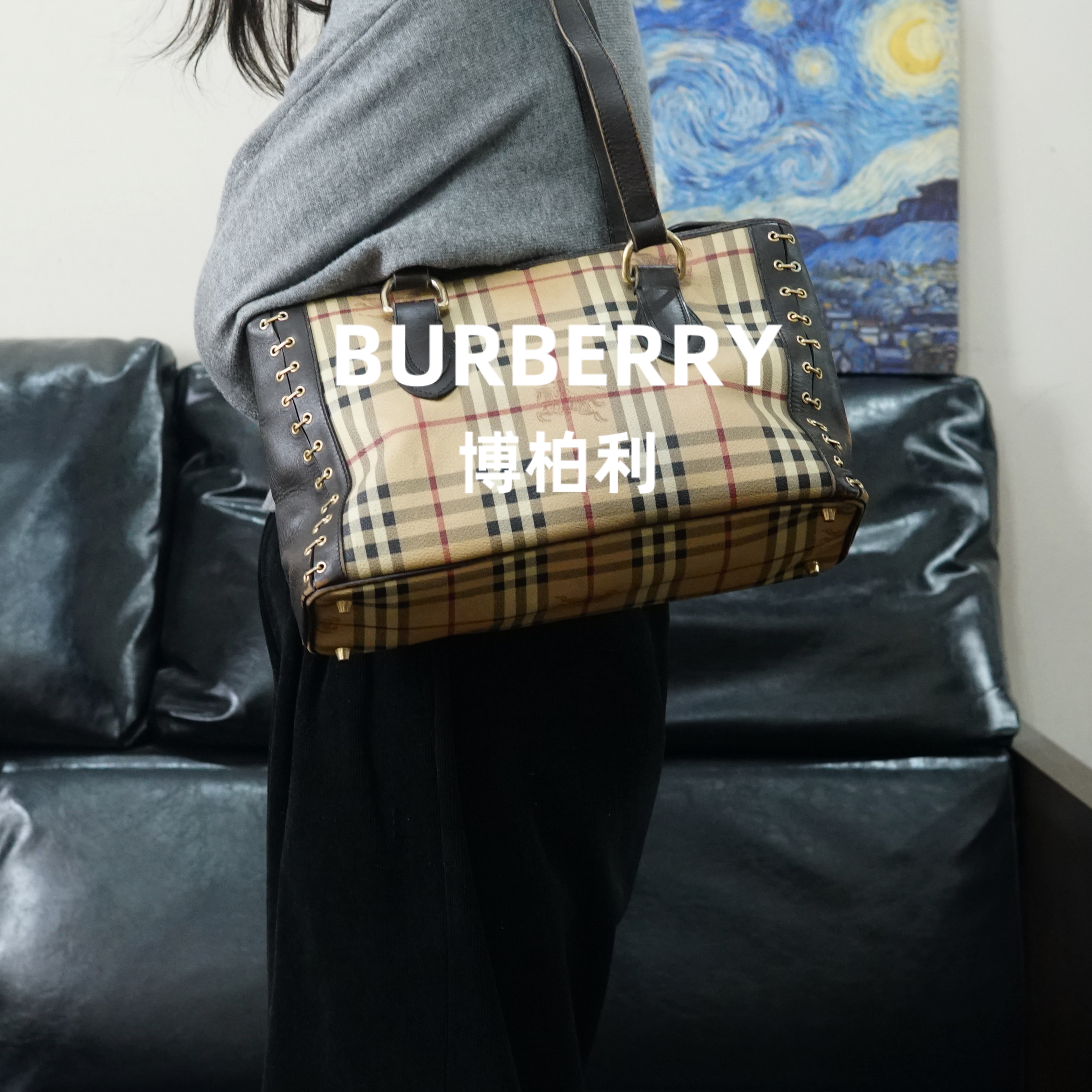 95新 BURBERRY/博柏利 巴宝莉/格纹单肩包/WP01503014/3014
