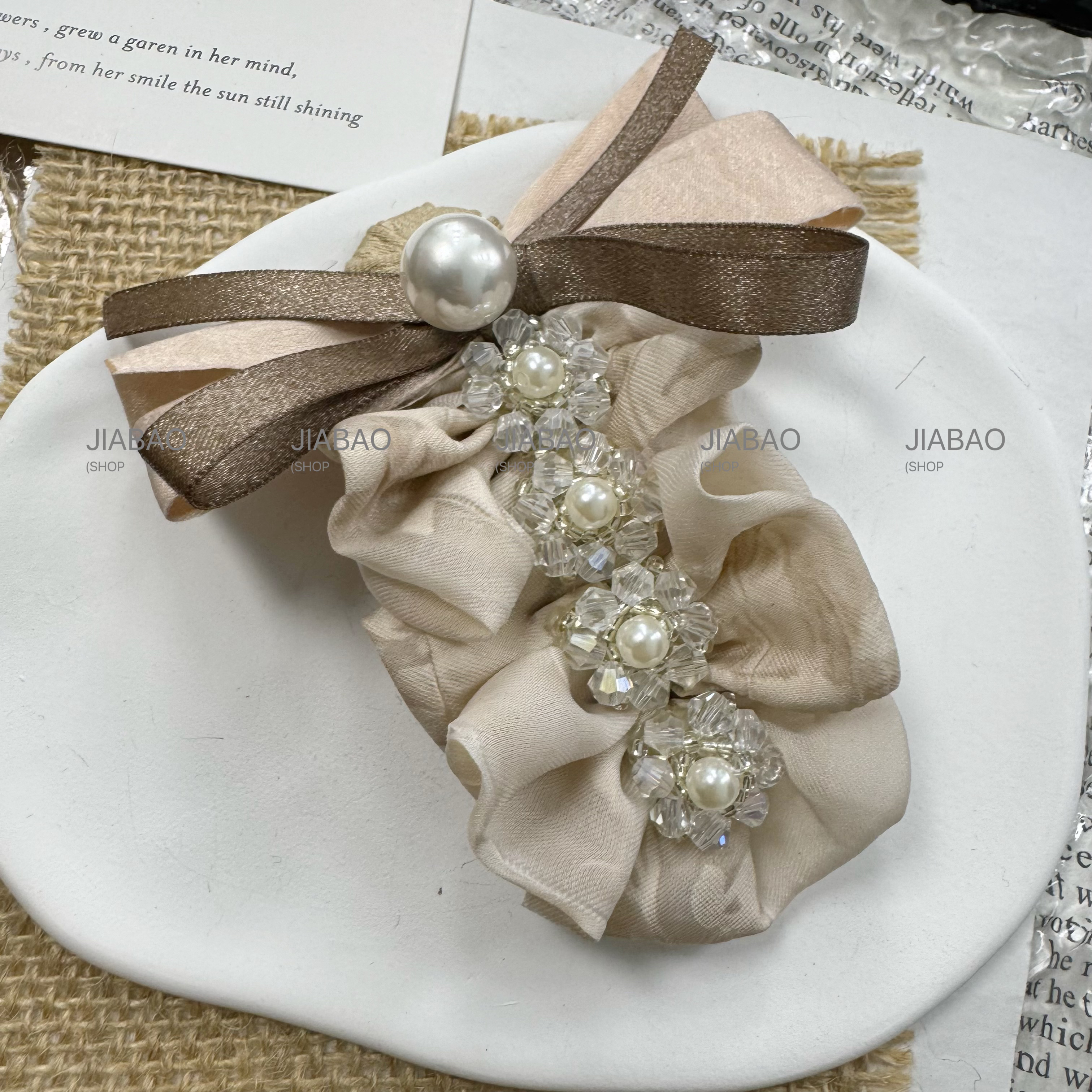 韩国东大门新款高级感碎花飘带BB夹时尚发饰轻奢气质