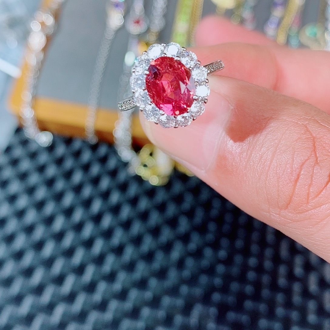 碧玺银S925镶嵌戒指