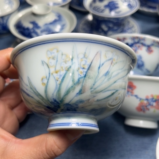 杯手绘釉下彩压手杯