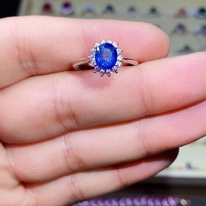 蓝宝石戒指银S925镶嵌舒*1111