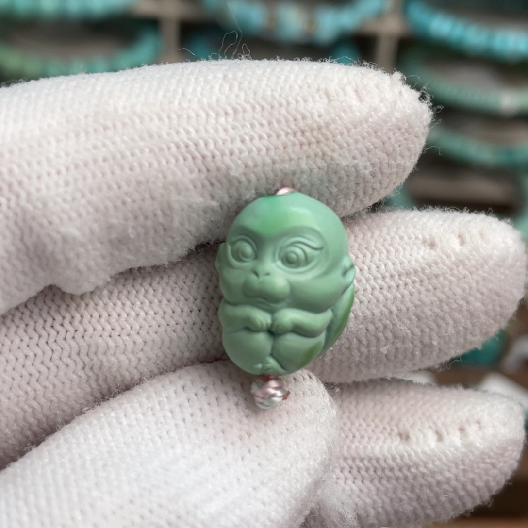 绿松石未镶嵌昭意菜籽黄小猴子5