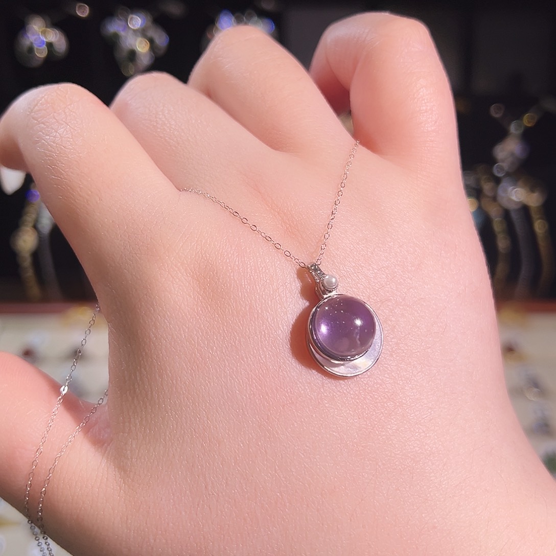 V***陆银S925镶嵌紫晶项链