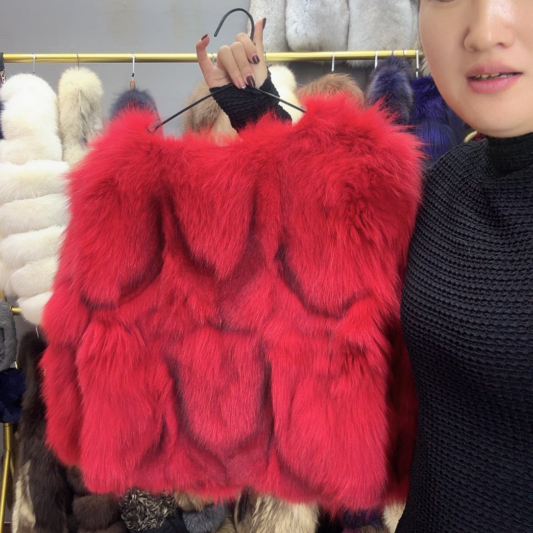 直播间下单狐狸毛外套