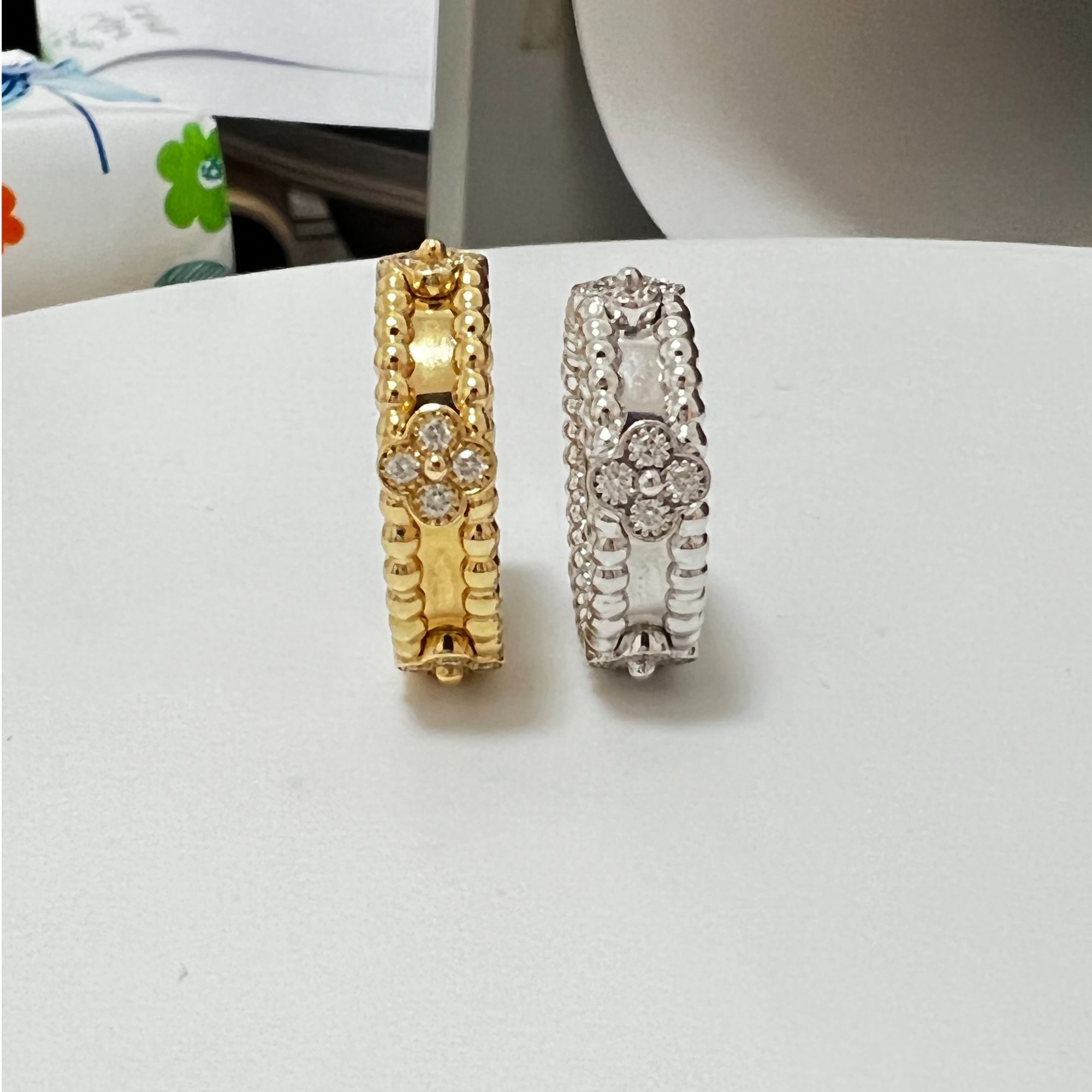 18K金天然真钻万花筒钻石戒指