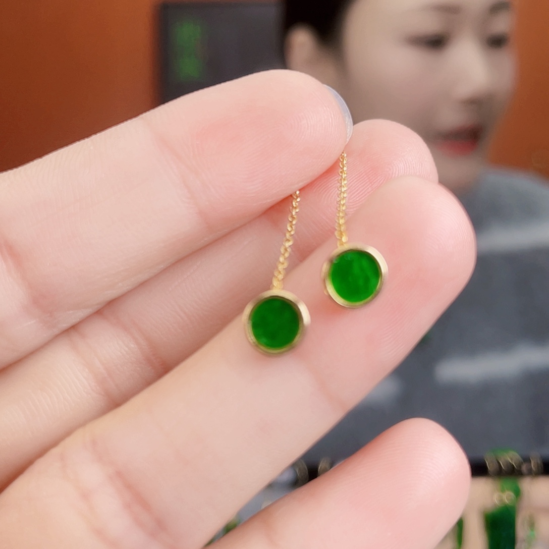 翡翠银S925镶嵌耳饰